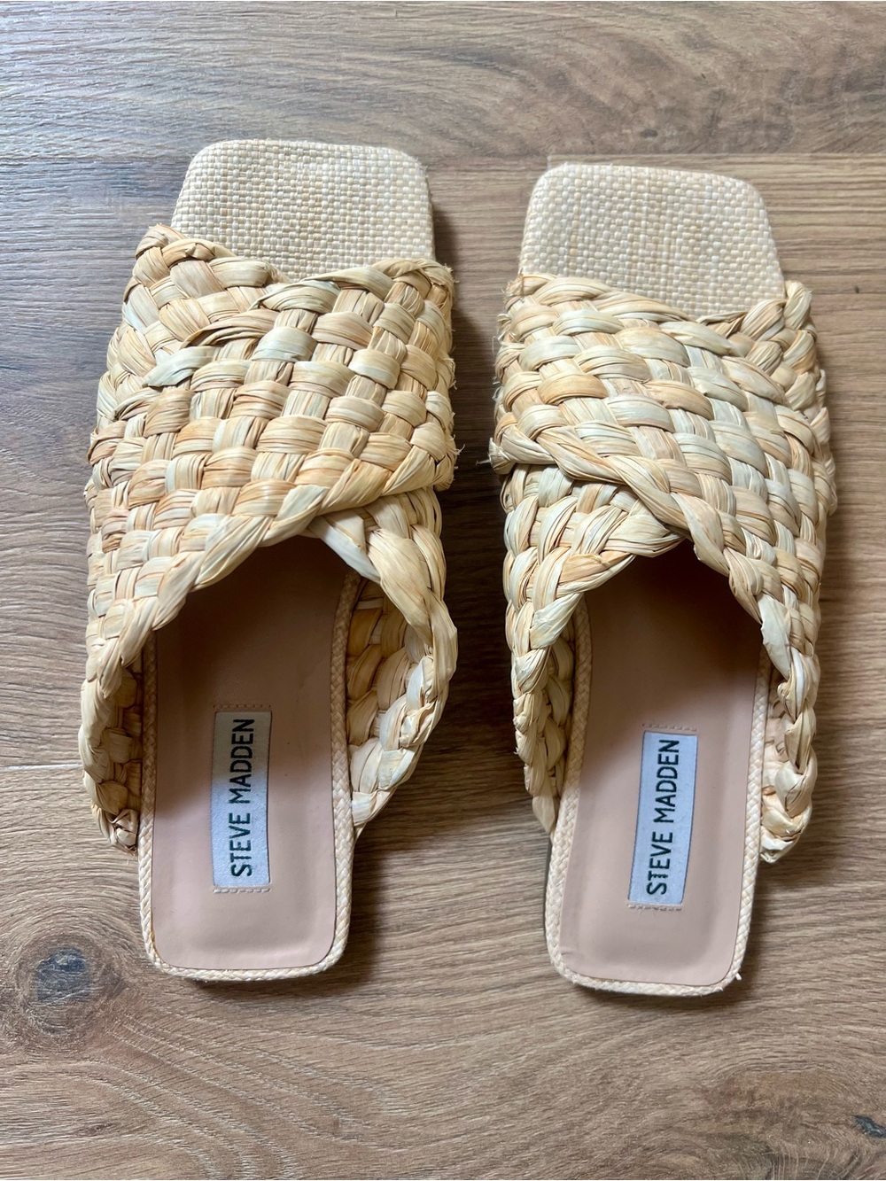 Steve Madden Braided Natural Slide Sandals